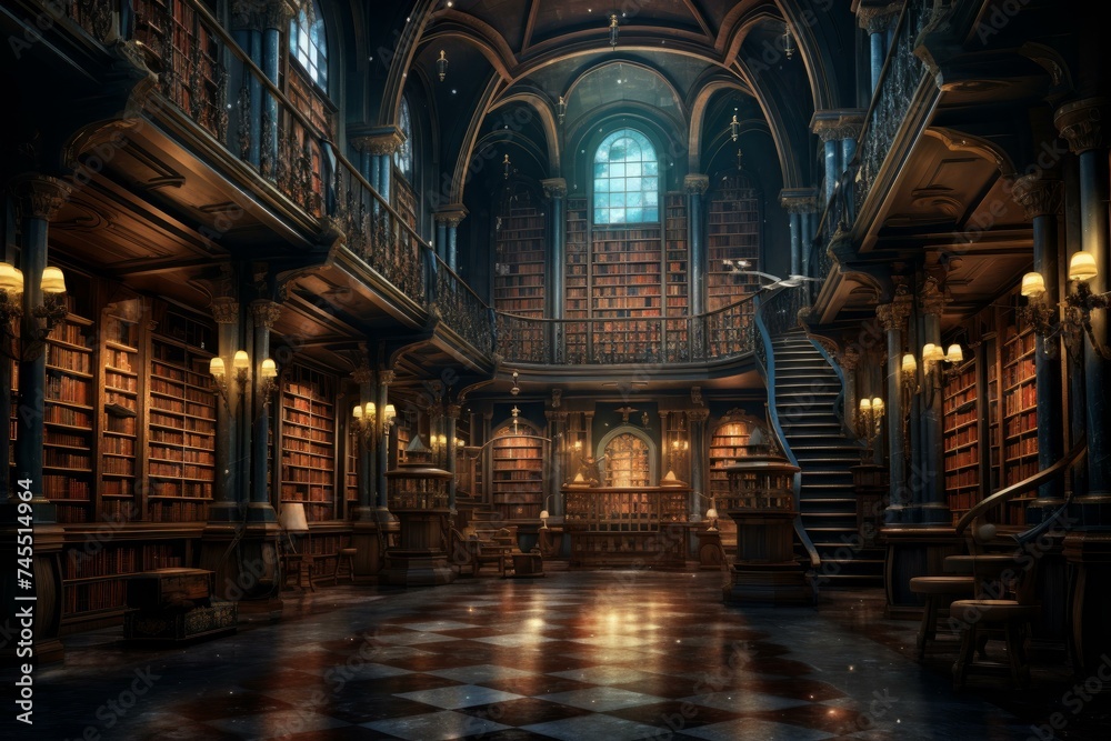 Old library. Study antique shelf. Generate Ai Old library. Study antique shelf. Generate Ai
