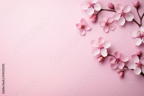pink cherry blossom on pink background 