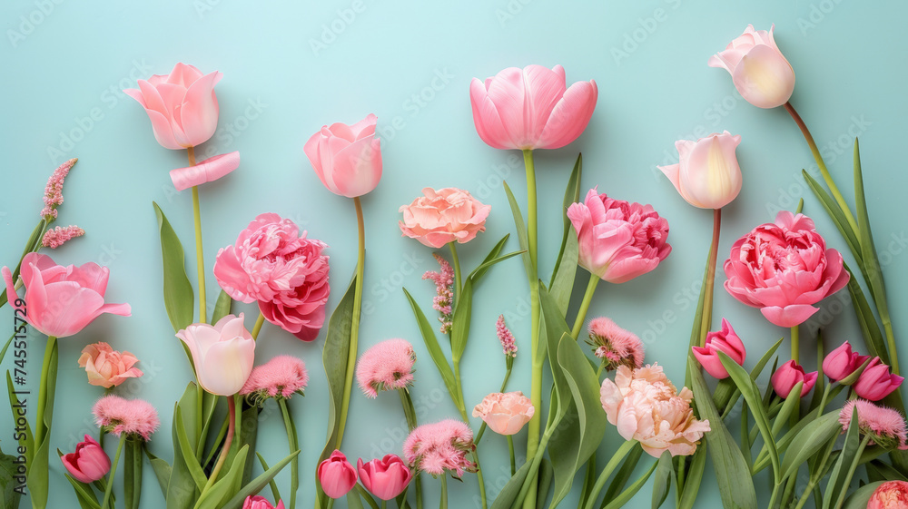Tulips bloom brightly in a spring garden Tulips bloom brightly in a spring garden