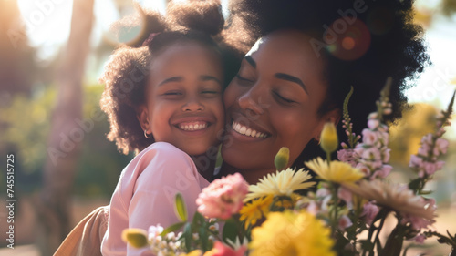Mother and her daughter happy smiling with love
