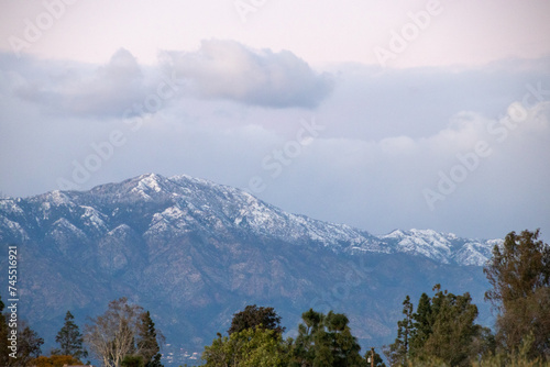 Snowy Mountaintops in California, San Gabriel Mountains & Valley