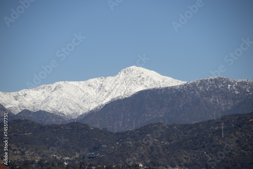 Snowy Mountaintops in California, San Gabriel Mountains & Valley