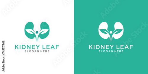 Kidney logo template, creative concept of happy people with a combination of natural leaves in the logo, for a natural health design solution