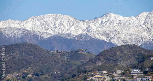 Snowy Mountaintops in California, San Gabriel Mountains & Valley © PhotoBoothProdLLC