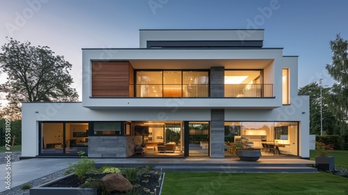A modern and spacious two-story house, perfect for showcasing in business rentals, homes for sale, and advertisements © Matthew