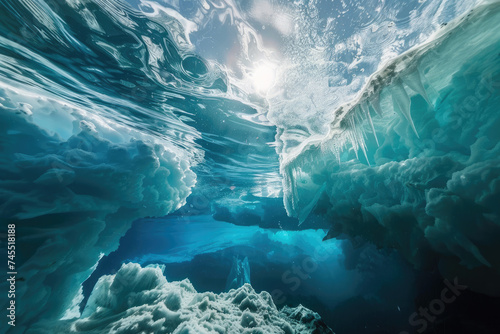 underwater view of iceberg photo