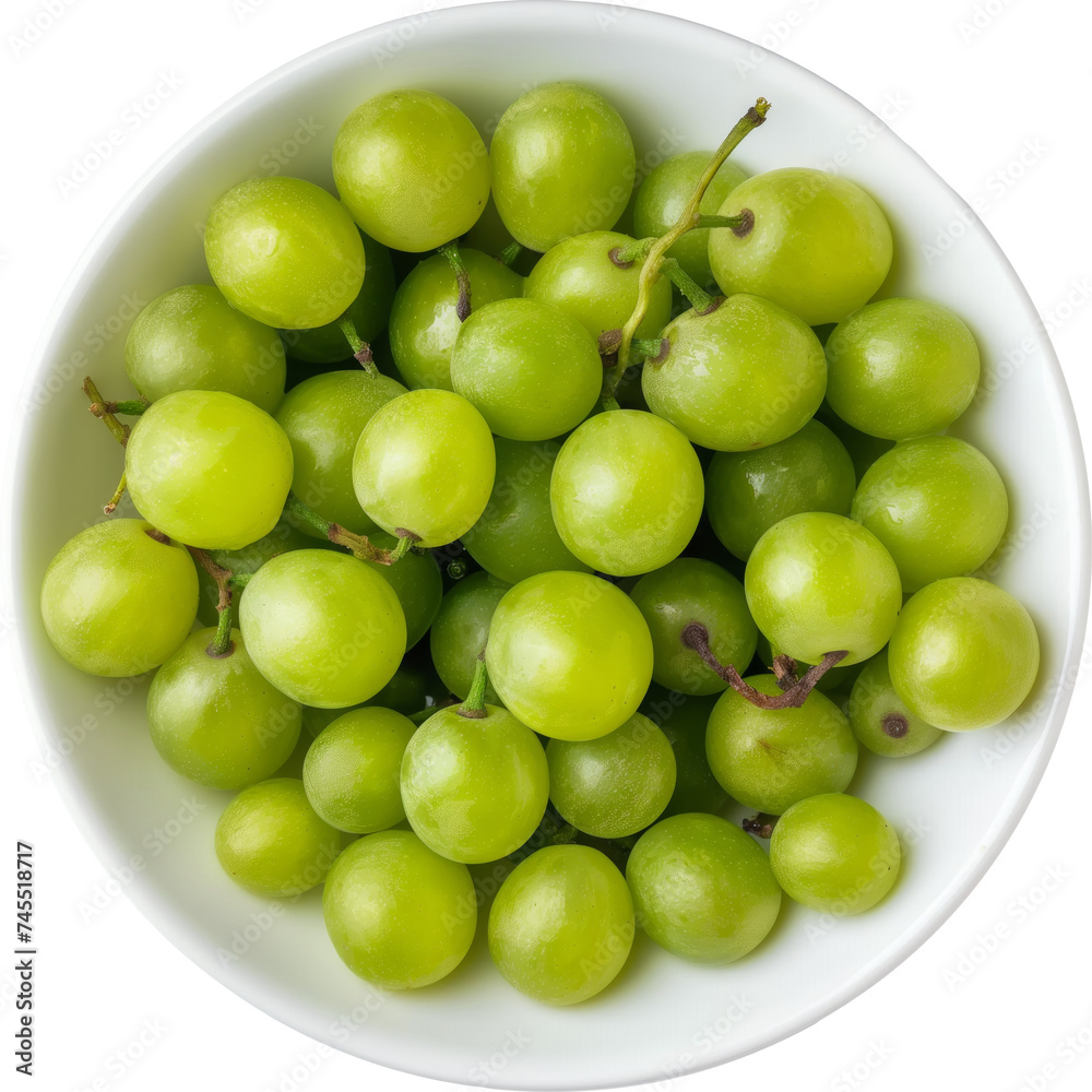 Bowl of green grape fruits isolated. Top view. Bowl of green grape fruits isolated. Top view.