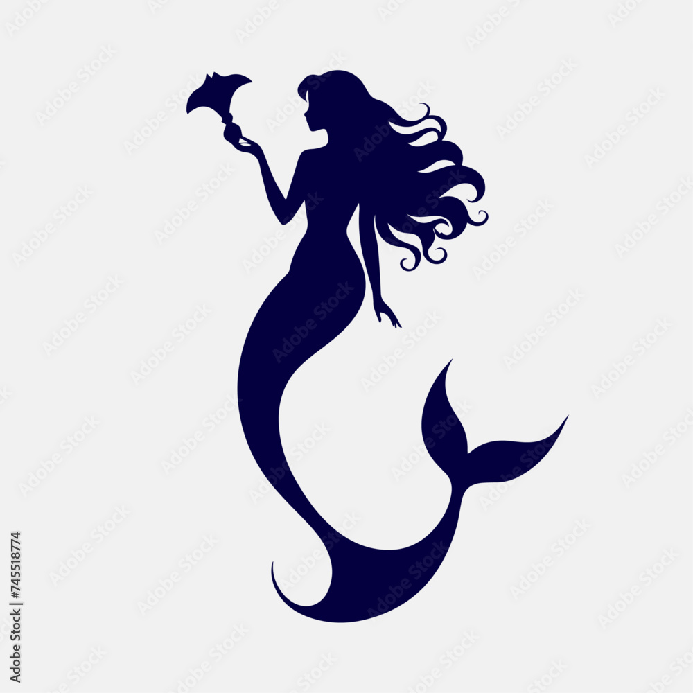 flat design mermaid silhouette design vector illustration
