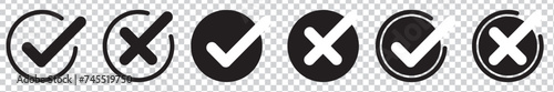 check mark icon button set. check box icon with right and wrong buttons and yes or no checkmark icons . vector illustration  photo