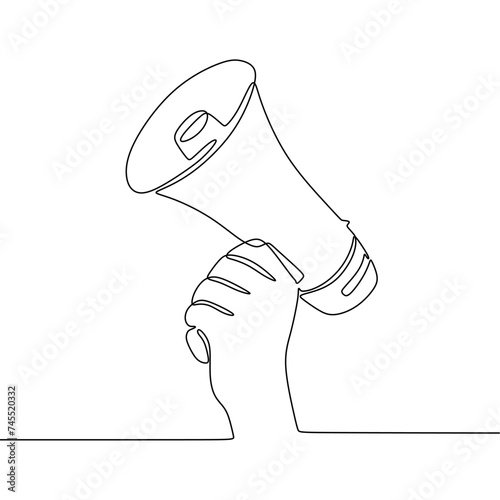 Single continous line art of megaphone