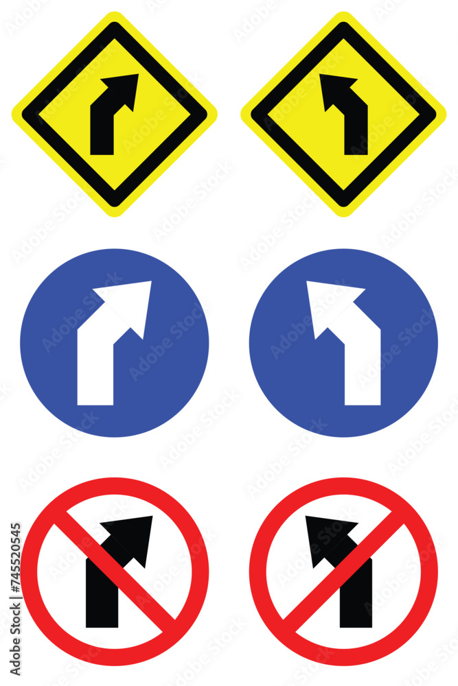 set circle diamond shape curve turn right and left arrow road traffic sign direction icon. highway route collection road flat symbol for web mobile isolated white background illustration. set circle diamond shape curve turn right and left arrow road traffic sign direction icon. highway route collection road flat symbol for web mobile isolated white background illustration.