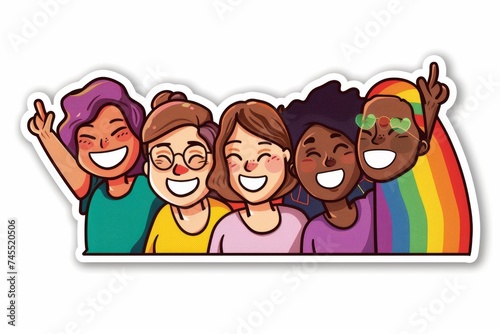 LGBTQ Sticker love self awareness design. Rainbow delicate motive togetherness diversity Flag illustration. Colored lgbt parade demonstration equality. Gender speech and rights naturogender