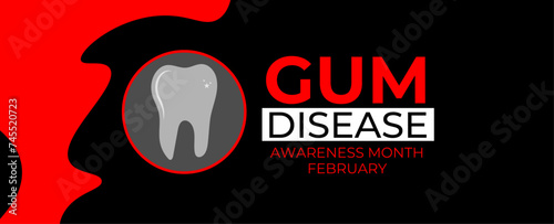 February is Gum Disease Awareness Month background template. Holiday concept. background, banner, placard, cover, card, poster design template with text inscription and standard color. vector