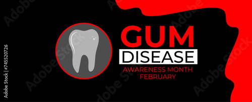 February is Gum Disease Awareness Month background template. Holiday concept. background, banner, placard, cover, card, poster design template with text inscription and standard color. vector