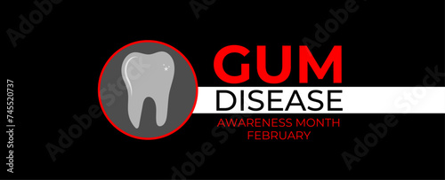 February is Gum Disease Awareness Month background template. Holiday concept. background, banner, placard, cover, card, poster design template with text inscription and standard color. vector