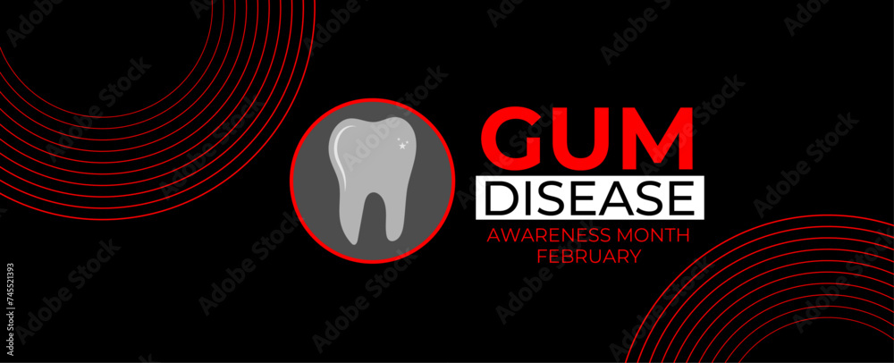 February Gum Disease Awareness Month. vector illustration isolated on white. Diagnosis, prevent, protection, and gingivitis concept design. banner, cover, poster, card, flyer, placard.