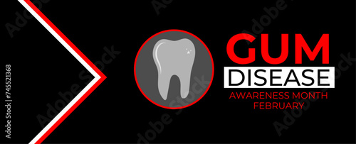 February Gum Disease Awareness Month. vector illustration isolated on white. Diagnosis, prevent, protection, and gingivitis concept design. banner, cover, poster, card, flyer, placard.