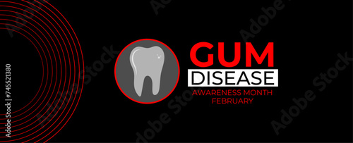 February Gum Disease Awareness Month. vector illustration isolated on white. Diagnosis, prevent, protection, and gingivitis concept design. banner, cover, poster, card, flyer, placard.