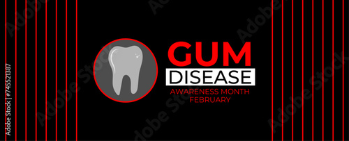 February Gum Disease Awareness Month. vector illustration isolated on white. Diagnosis, prevent, protection, and gingivitis concept design. banner, cover, poster, card, flyer, placard.