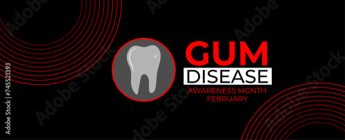 February Gum Disease Awareness Month. vector illustration isolated on white. Diagnosis, prevent, protection, and gingivitis concept design. banner, cover, poster, card, flyer, placard.