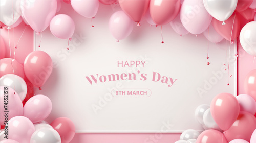 International Women's Day Concept with Balloons On Isolated Background