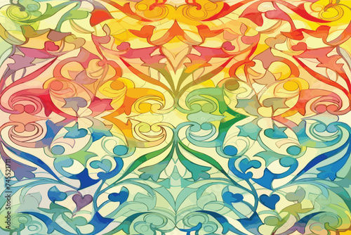 Beautiful colour gradient line art pattern wallpaper of indonesian traditional abstract batik  ethnic dayak ornament for commercial  ads
