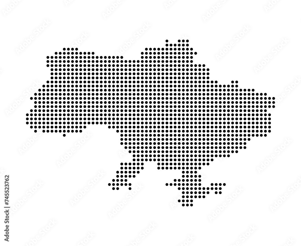 Ukrainian map with dot pixels