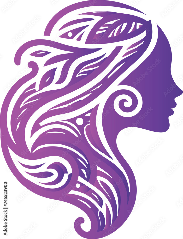 Woman profile beauty hair logo premium vector