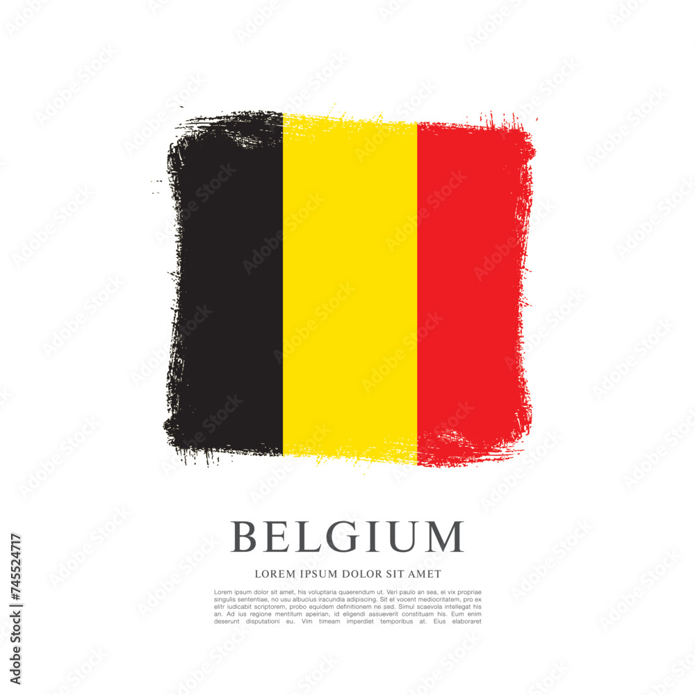 Obraz premium Flag of Belgium, brush stroke background