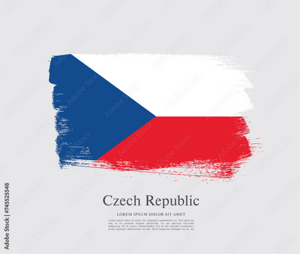 Flag of Czech Republic, brush stroke background Flag of Czech Republic, brush stroke background