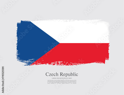Flag of Czech Republic, brush stroke background