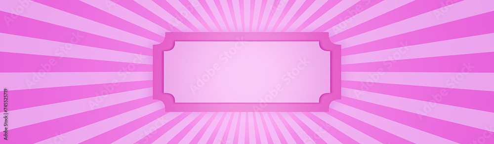 Pink beam of light switches back and forth like an advertisement. Wallpaper shows announcements. Pink Backdrop pop art For comic. Cartoon funny retro pattern strip mock up. 3D rendering.