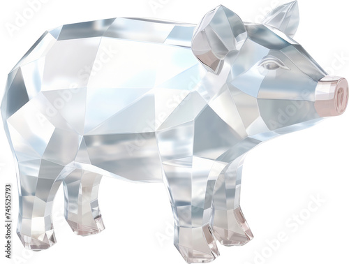 pig grey crystal shape of pig pig made of crystal isolated on white or transparent background transparency 