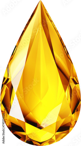 droplet,yellow crystal shape of droplet or droplet dimaond gem isolated on white or transparent background,transparency  photo