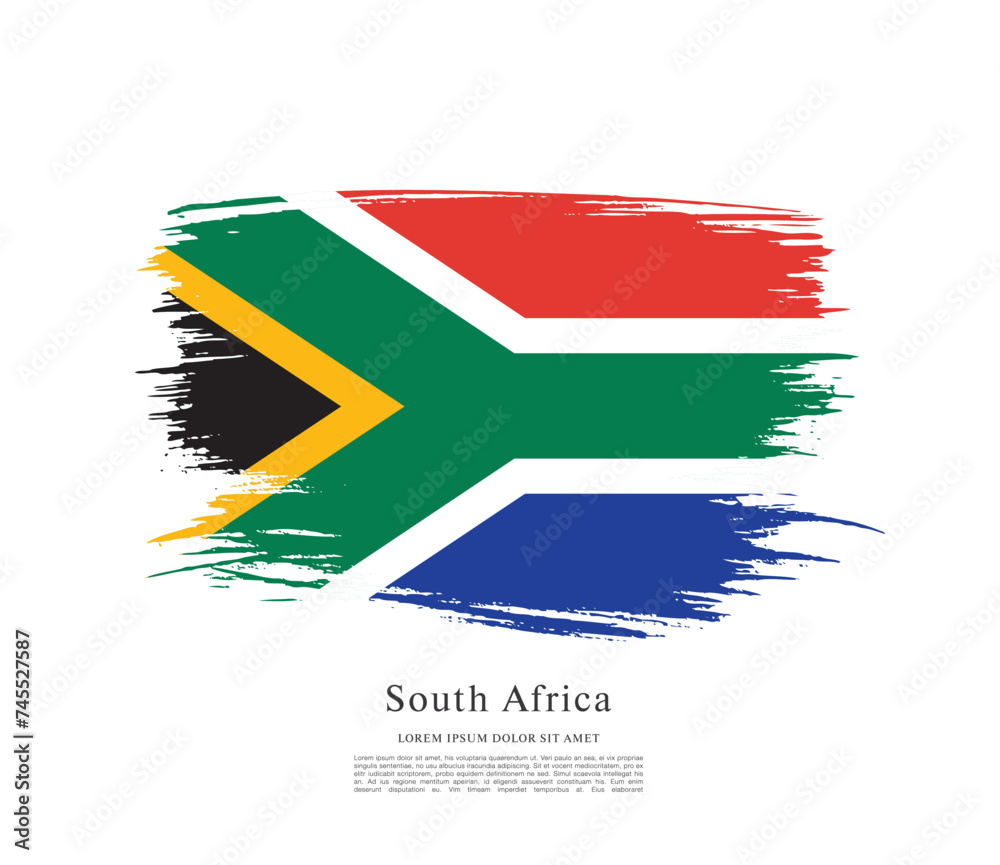 Flag of South Africa, brush stroke background Flag of South Africa, brush stroke background