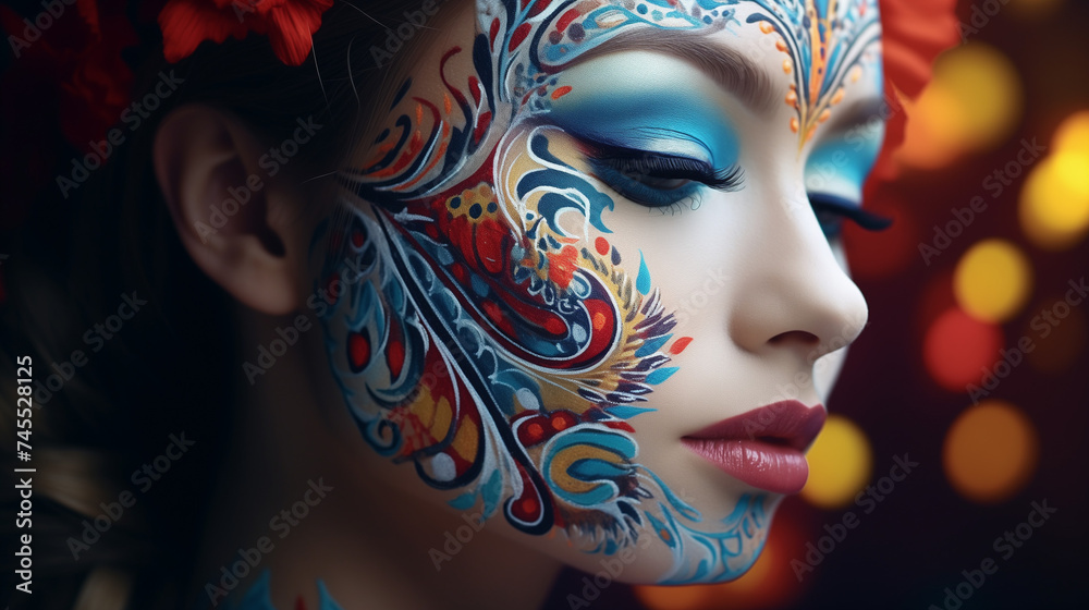 Creative Cosmetics on a Beautiful Woman 