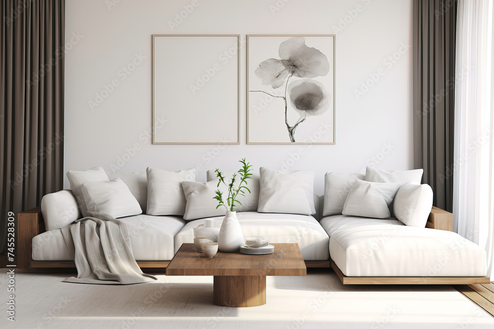 Naklejka premium modern living room with sofa.