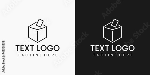 ballot box outline logo design vector