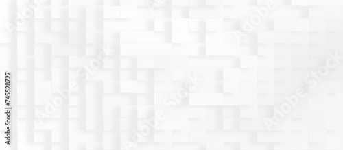 Digital gray and white 3d geometric background with squares or block pattern, abstract white backdrop with grey squares, Geometric abstract white scaled cube boxes block background. © DAIYAN MD TALHA