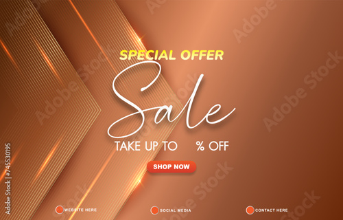 special offer sale discount template banner with copy space for product sale with abstract gradient brown background design