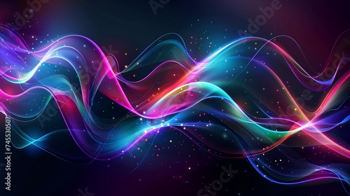 Abstract background with glowing lines and particles.
