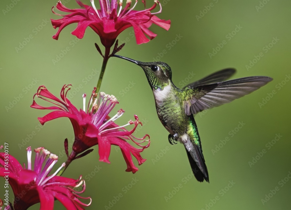 Fototapeta premium Hummingbird Feeding at Flower