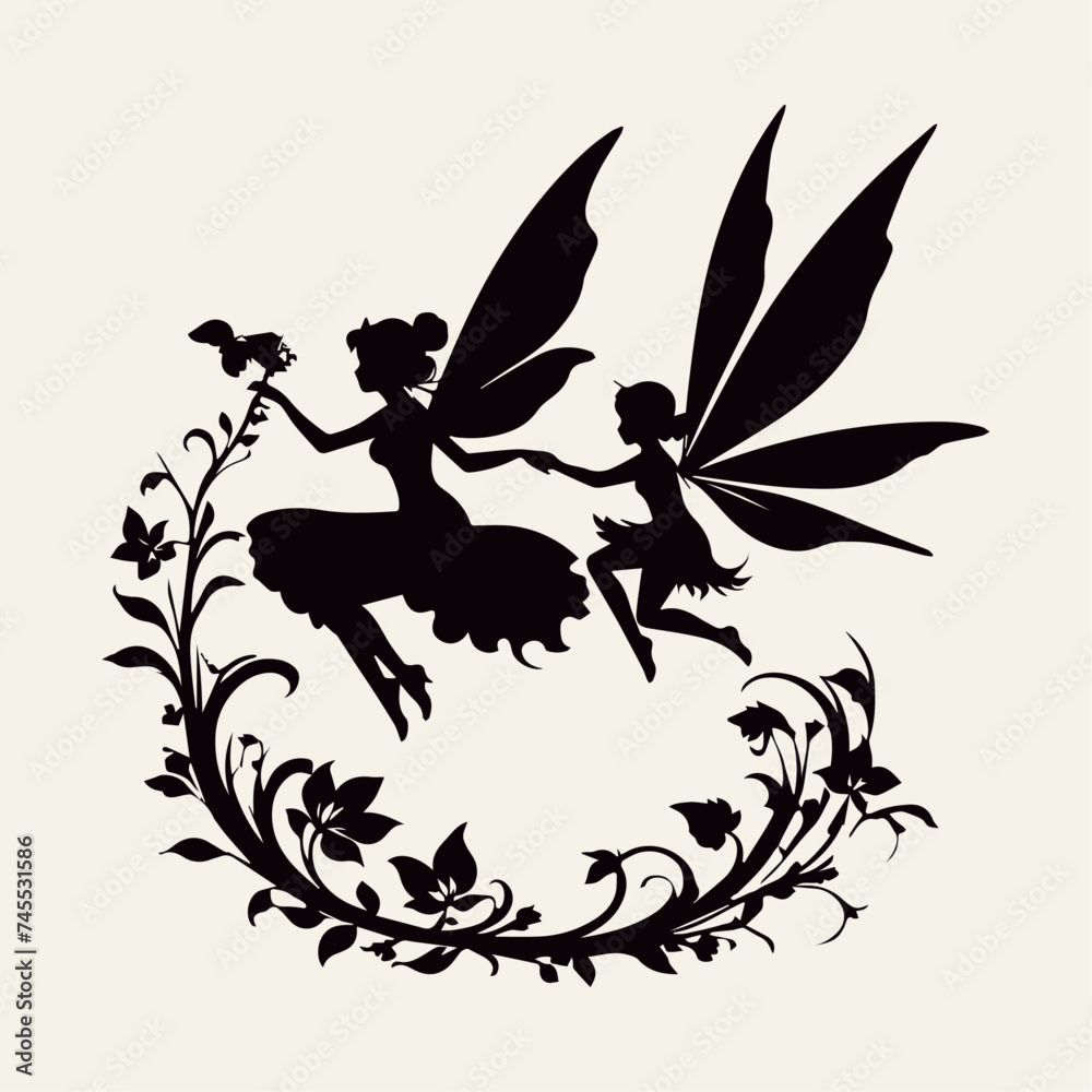 flat design fairy silhouette design vector illustration