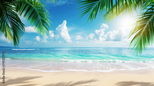 beach with palm trees © adince