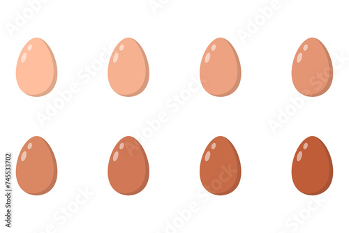 Set of eggs , dark and light brown chicken eggs cartoon