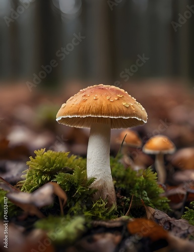 mushroom in the autumn HD 8K wallpaper Stock Photographic Image Generative AI