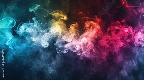 colorful smoke on dark background - generative ai © Nia™