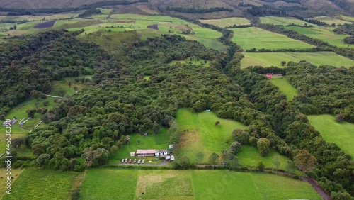 Aerial Close-up of the Primary Umbrage Forest in El Chaupi Parish, Mejía Canton, Pichincha Province, Ecuador photo