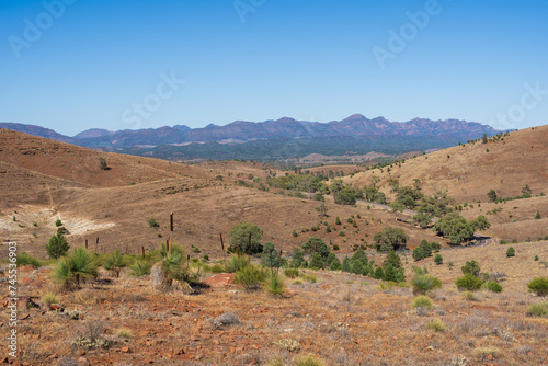 Vista of the Flinders Ranges and Wilpena Pound as seen from the Hucks lookout