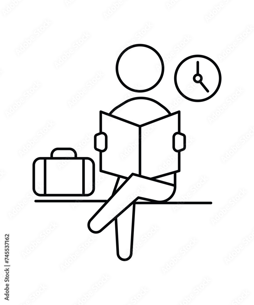 waiting icon, vector best line icon.